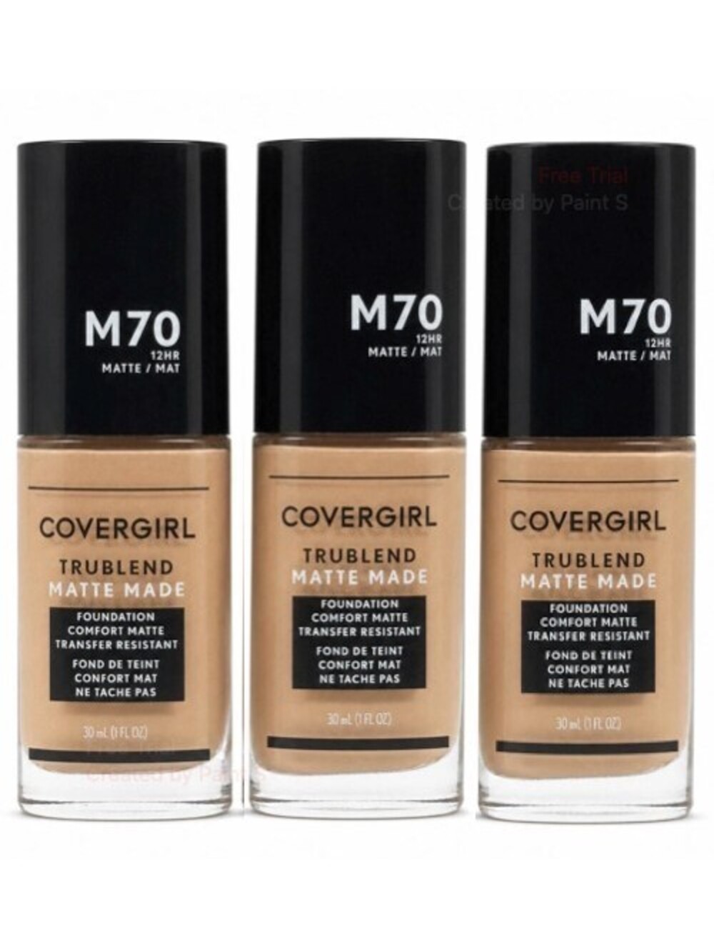 3-Pack NEW COVERGIRL TruBlend Matte Made Foundation M70 Sand Beige